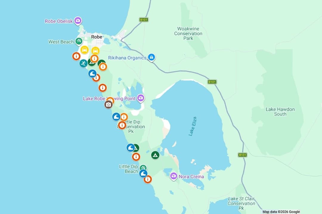 Map of 4WD tracks and campgrounds in Little Dip Conservation Park, South Australia